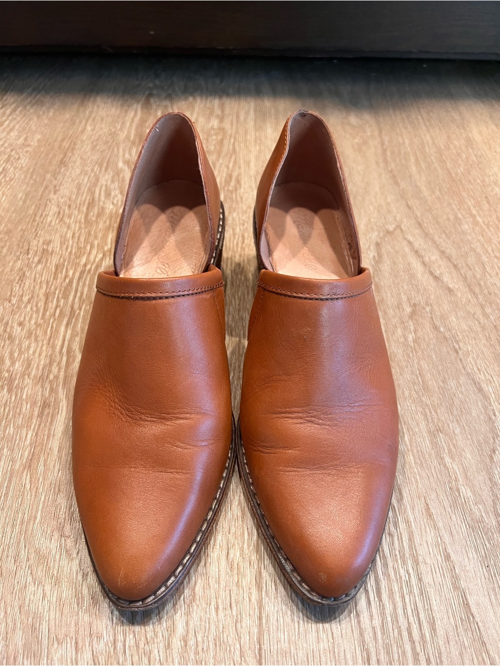 Madewell Brown Leather Cutout D’Orsay Heeled Loafers Shoes 8.5